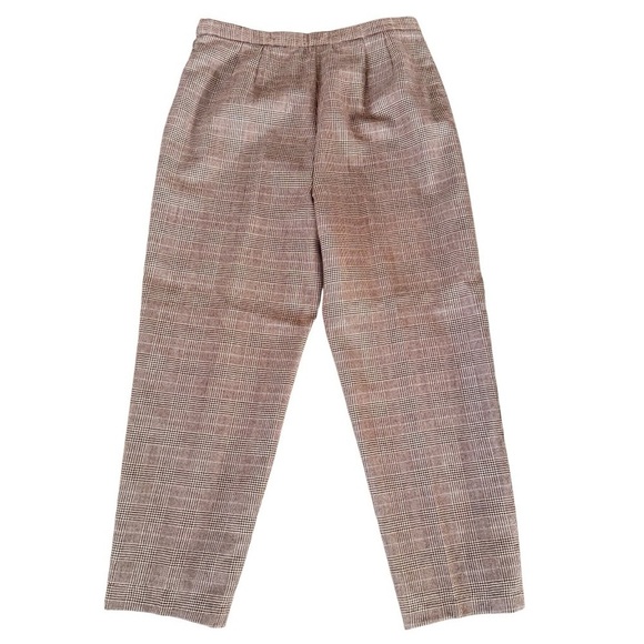 EVAN PICONE Vintage Wool Houndstooth Plaid Cranberry Trousers Size 14 - Picture 2 of 4